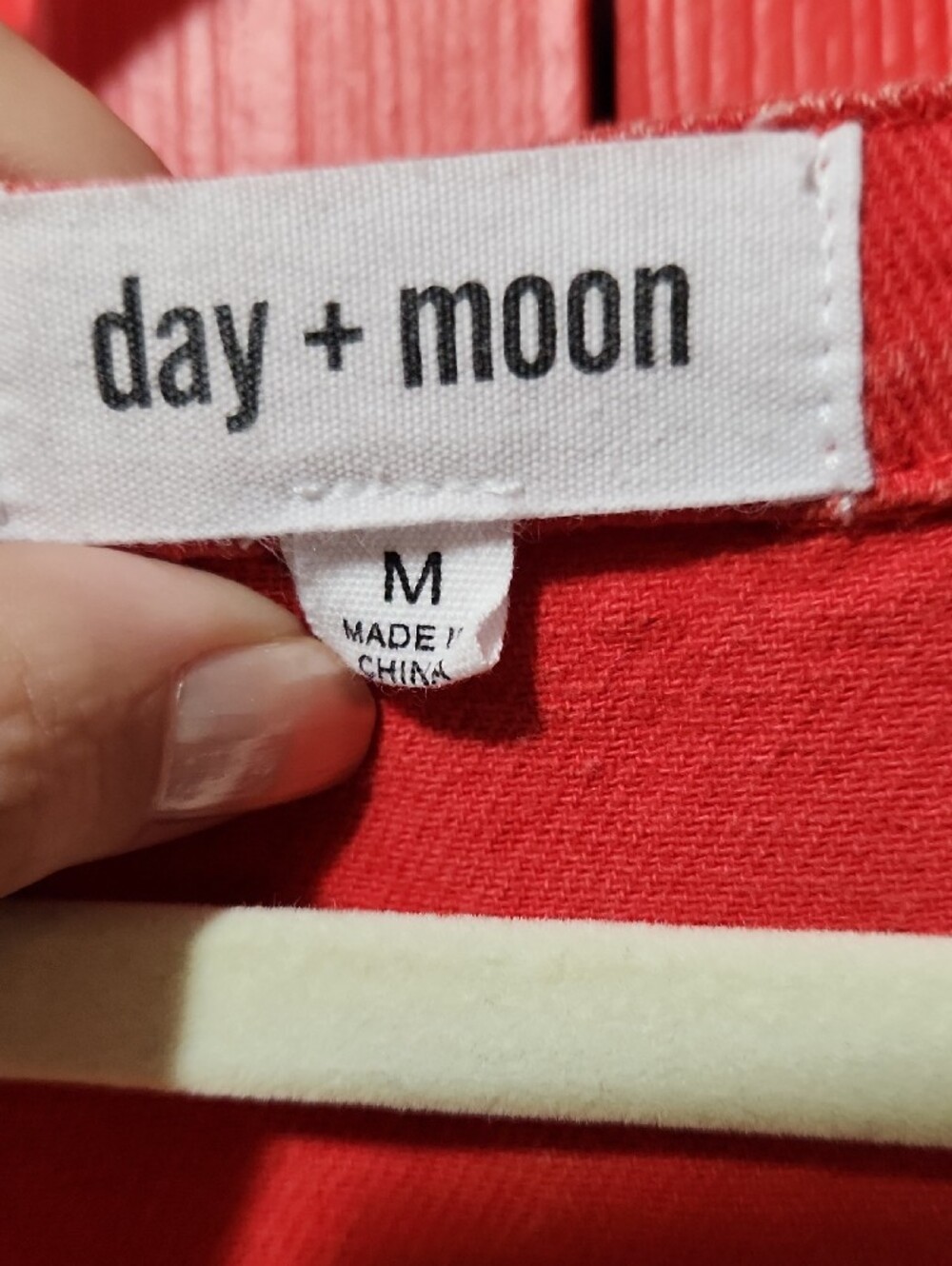 Sz M day + moon Red Button-Front Denim Mini Dress - Picture 3 of 6